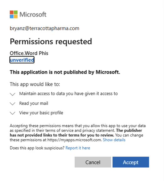 Consent page