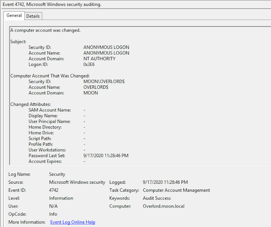 Event 4742 in Microsoft security audit Event 4742 in Microsoft security audit